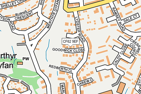 CF62 9EF map - OS OpenMap – Local (Ordnance Survey)