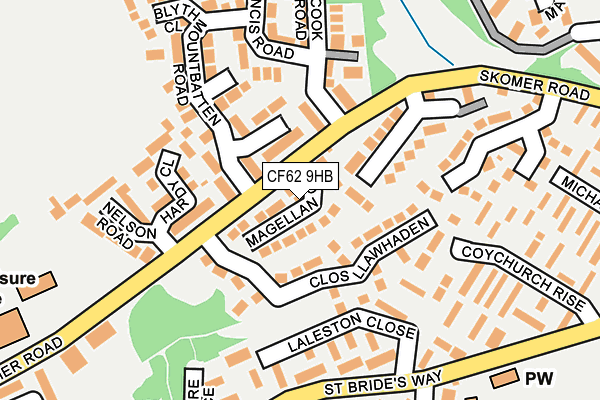 CF62 9HB map - OS OpenMap – Local (Ordnance Survey)