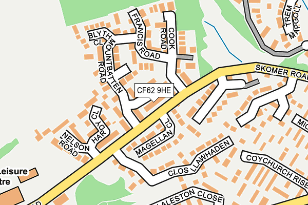CF62 9HE map - OS OpenMap – Local (Ordnance Survey)