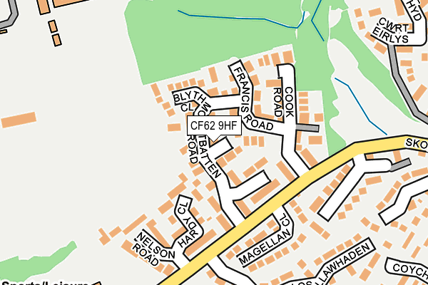 CF62 9HF map - OS OpenMap – Local (Ordnance Survey)