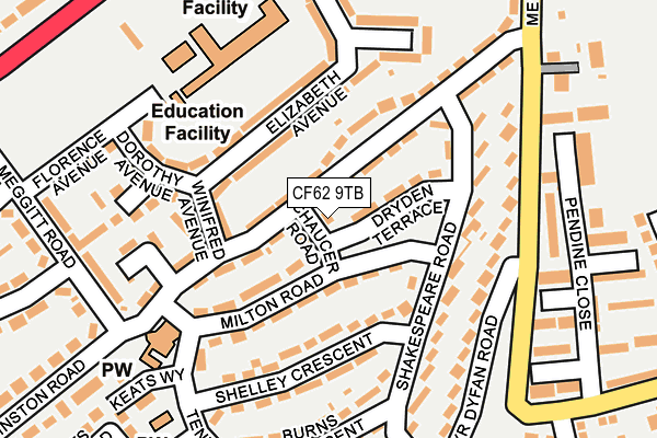 CF62 9TB map - OS OpenMap – Local (Ordnance Survey)