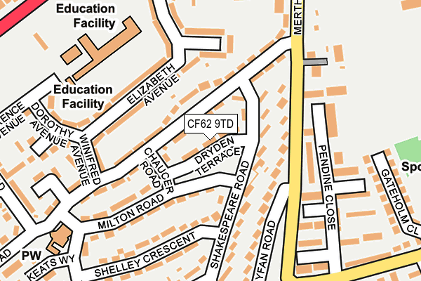 CF62 9TD map - OS OpenMap – Local (Ordnance Survey)