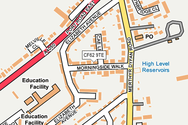 CF62 9TE map - OS OpenMap – Local (Ordnance Survey)