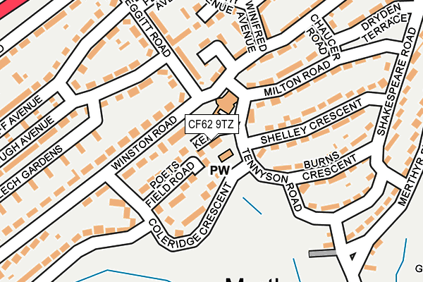 CF62 9TZ map - OS OpenMap – Local (Ordnance Survey)