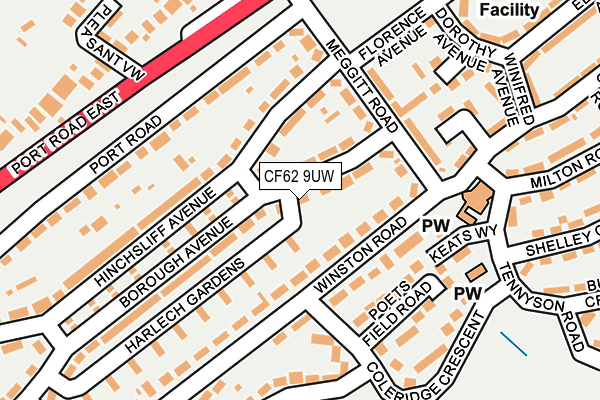 CF62 9UW map - OS OpenMap – Local (Ordnance Survey)