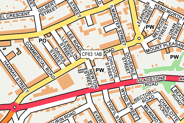 CF63 1AB map - OS OpenMap – Local (Ordnance Survey)