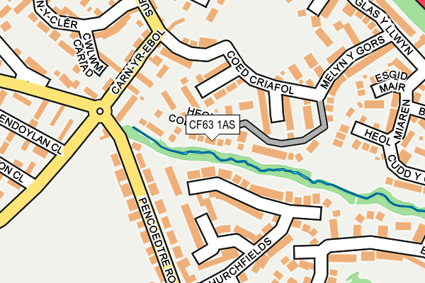 CF63 1AS map - OS OpenMap – Local (Ordnance Survey)