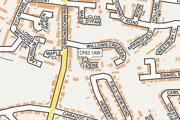 CF63 1AW map - OS OpenMap – Local (Ordnance Survey)