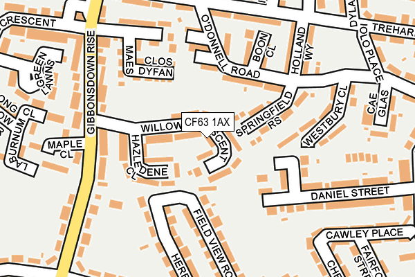 CF63 1AX map - OS OpenMap – Local (Ordnance Survey)