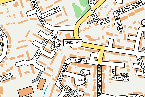 CF63 1AY map - OS OpenMap – Local (Ordnance Survey)