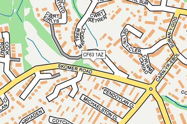 CF63 1AZ map - OS OpenMap – Local (Ordnance Survey)