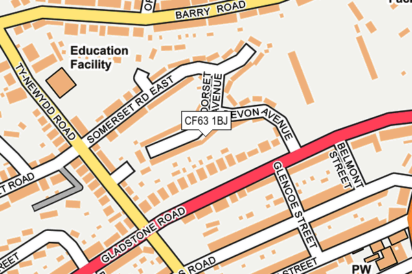 CF63 1BJ map - OS OpenMap – Local (Ordnance Survey)