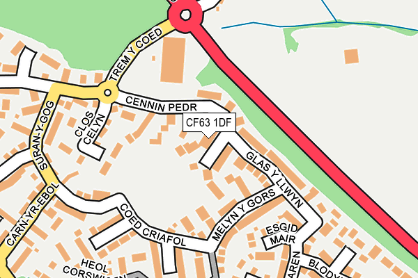 CF63 1DF map - OS OpenMap – Local (Ordnance Survey)