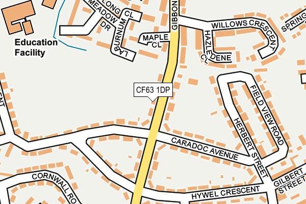 CF63 1DP map - OS OpenMap – Local (Ordnance Survey)