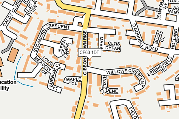 CF63 1DT map - OS OpenMap – Local (Ordnance Survey)