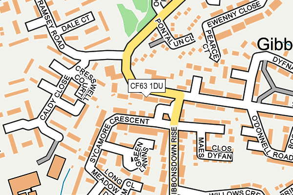 CF63 1DU map - OS OpenMap – Local (Ordnance Survey)