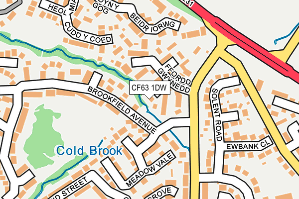 CF63 1DW map - OS OpenMap – Local (Ordnance Survey)