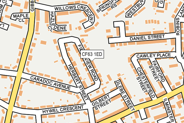 CF63 1ED map - OS OpenMap – Local (Ordnance Survey)