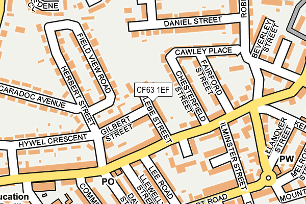 CF63 1EF map - OS OpenMap – Local (Ordnance Survey)