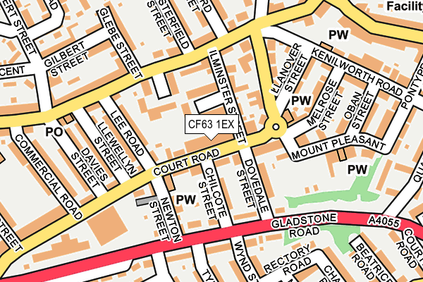 CF63 1EX map - OS OpenMap – Local (Ordnance Survey)