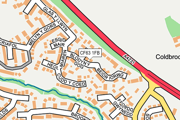 CF63 1FB map - OS OpenMap – Local (Ordnance Survey)