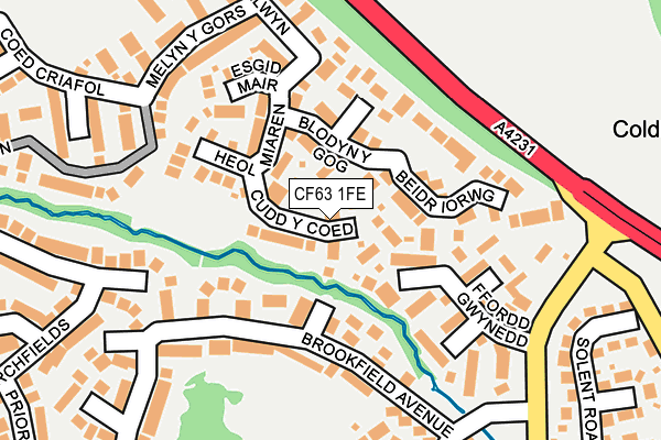 CF63 1FE map - OS OpenMap – Local (Ordnance Survey)