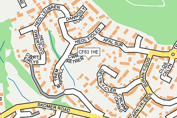 CF63 1HE map - OS OpenMap – Local (Ordnance Survey)