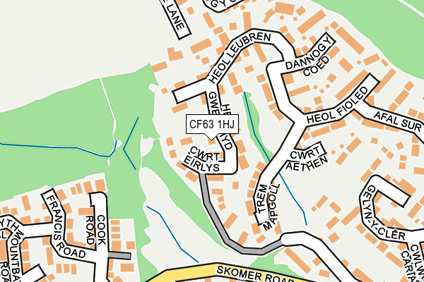 CF63 1HJ map - OS OpenMap – Local (Ordnance Survey)