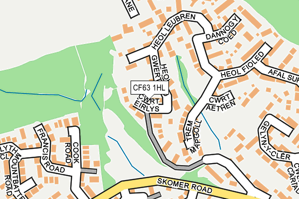 CF63 1HL map - OS OpenMap – Local (Ordnance Survey)