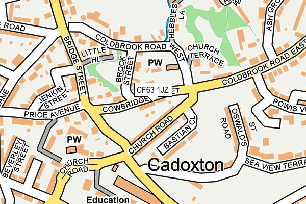 CF63 1JZ map - OS OpenMap – Local (Ordnance Survey)