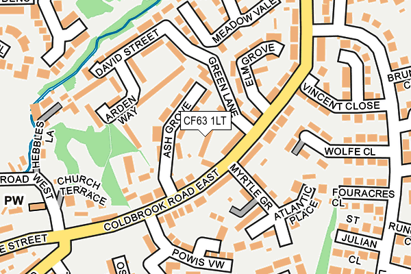 CF63 1LT map - OS OpenMap – Local (Ordnance Survey)