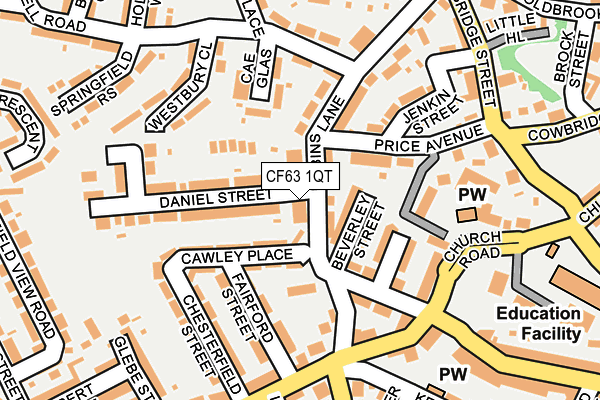 CF63 1QT map - OS OpenMap – Local (Ordnance Survey)