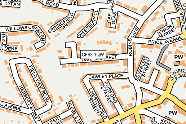 CF63 1QW map - OS OpenMap – Local (Ordnance Survey)