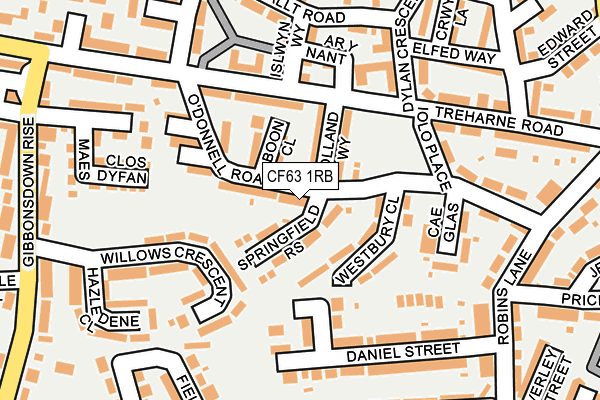 CF63 1RB map - OS OpenMap – Local (Ordnance Survey)