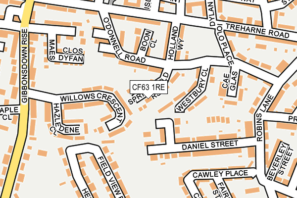 CF63 1RE map - OS OpenMap – Local (Ordnance Survey)