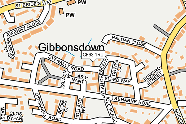 CF63 1RU map - OS OpenMap – Local (Ordnance Survey)