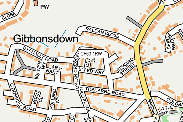 CF63 1RW map - OS OpenMap – Local (Ordnance Survey)