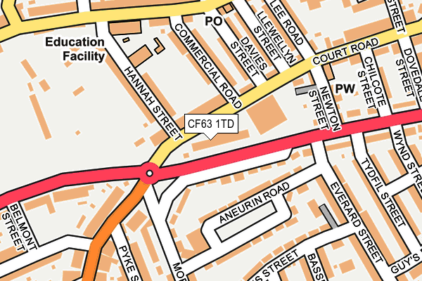 CF63 1TD map - OS OpenMap – Local (Ordnance Survey)