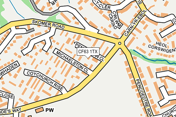 CF63 1TX map - OS OpenMap – Local (Ordnance Survey)