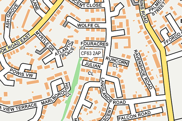 CF63 2AP map - OS OpenMap – Local (Ordnance Survey)