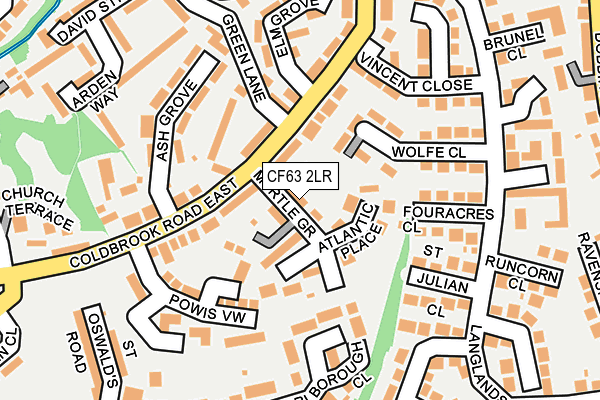 CF63 2LR map - OS OpenMap – Local (Ordnance Survey)