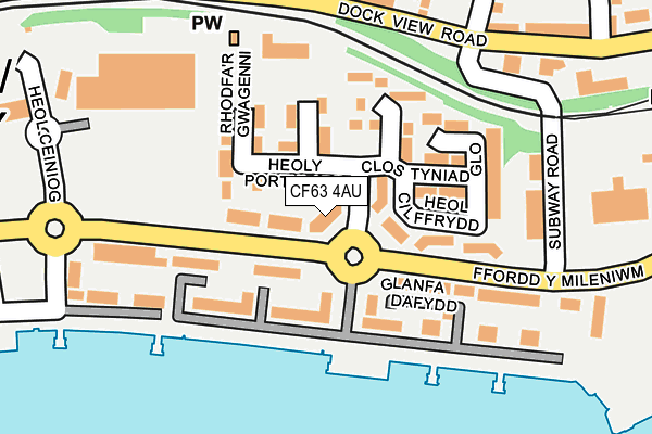 CF63 4AU map - OS OpenMap – Local (Ordnance Survey)