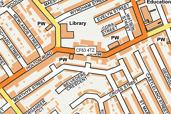 CF63 4TZ map - OS OpenMap – Local (Ordnance Survey)
