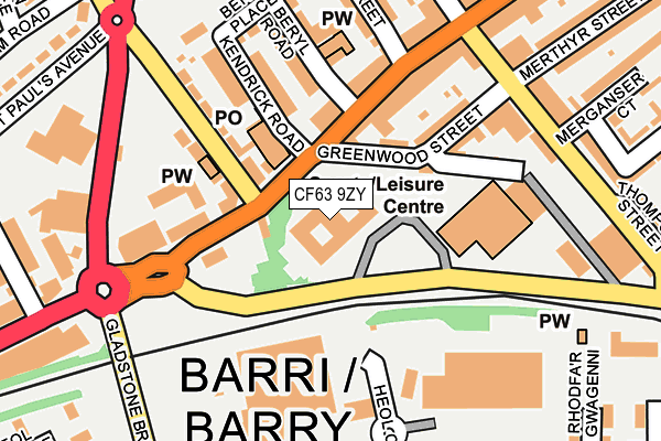 CF63 9ZY map - OS OpenMap – Local (Ordnance Survey)