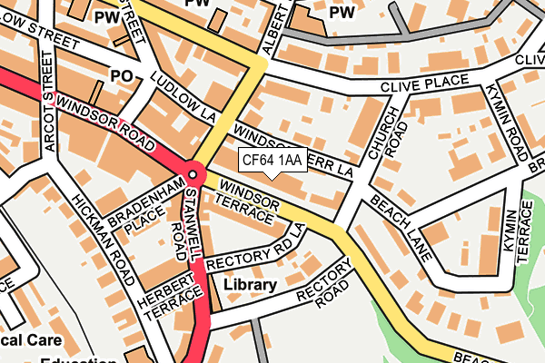 CF64 1AA map - OS OpenMap – Local (Ordnance Survey)