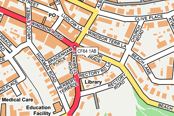 CF64 1AB map - OS OpenMap – Local (Ordnance Survey)