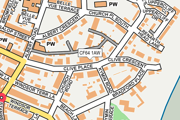 CF64 1AW map - OS OpenMap – Local (Ordnance Survey)