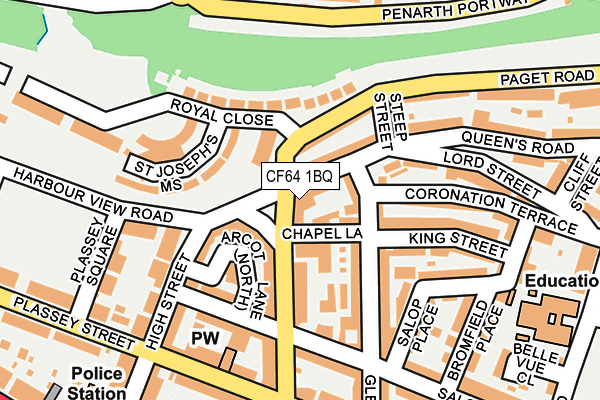 CF64 1BQ map - OS OpenMap – Local (Ordnance Survey)