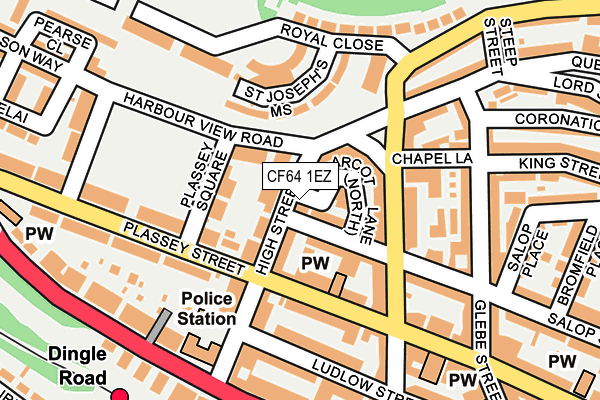 CF64 1EZ map - OS OpenMap – Local (Ordnance Survey)