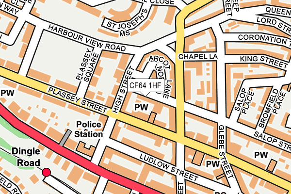 CF64 1HF map - OS OpenMap – Local (Ordnance Survey)